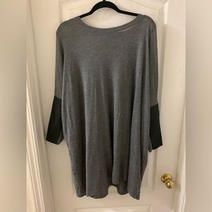 H&M barely worn, batwing style long sweater, faux leather sleeve detail.